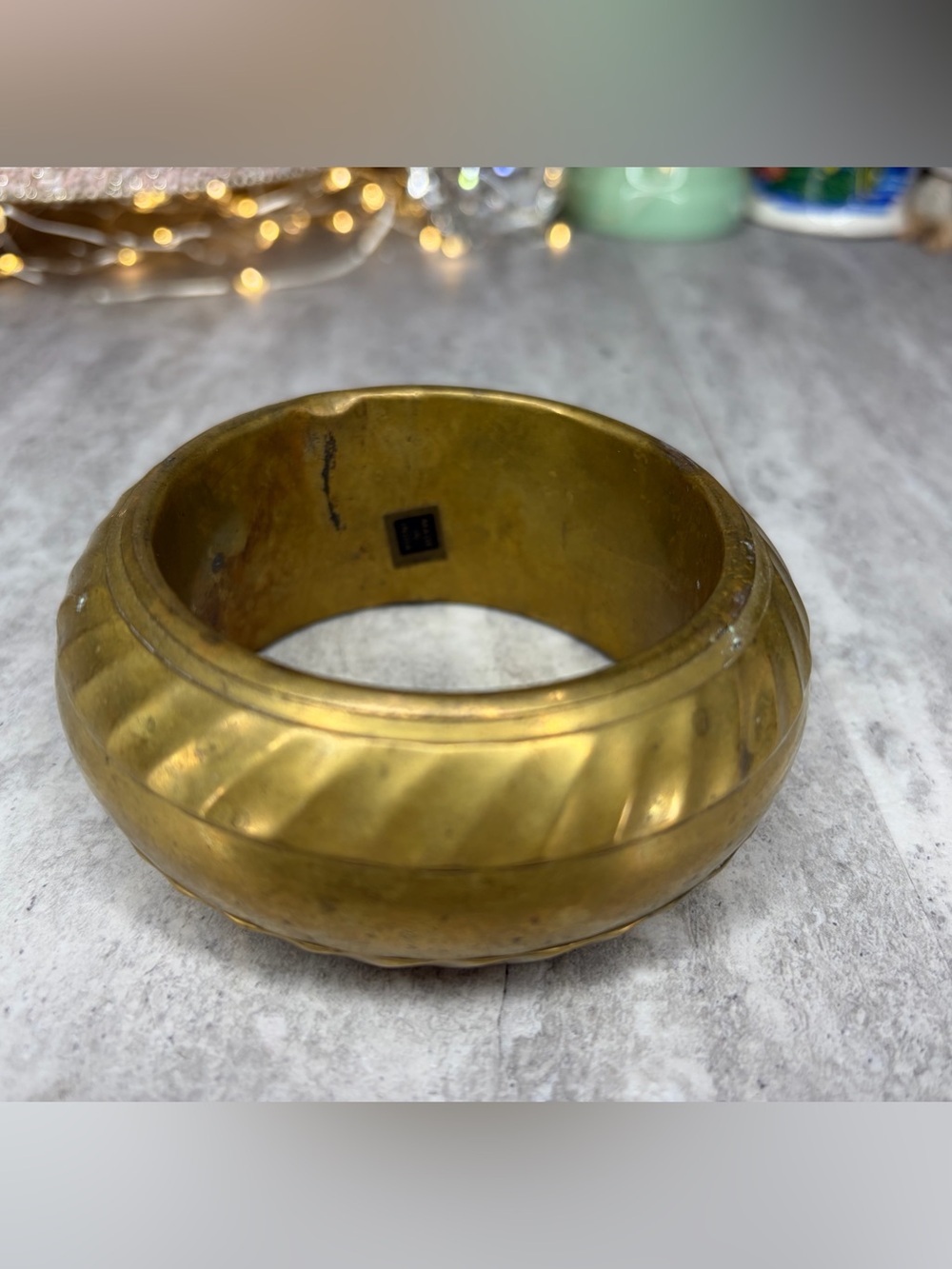 Vintage Brass Bracelet Bangle India Metal Jewelry Chunky Heavy Boho - Picture 2 of 5